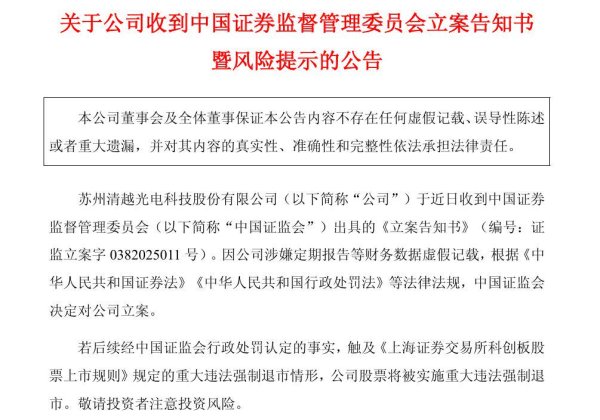 富灯网 突发！这家A股公司被证监会立案，涉嫌财务造假